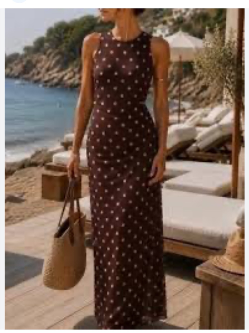 Caroline Constas Sheer Mesh Polka Dot Maxi Dress Gold Hardware (Callout shown)